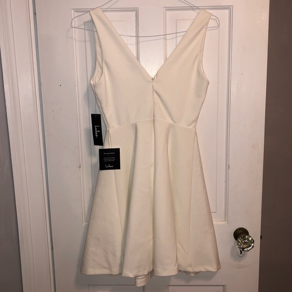 Lulu’s White V-neck Skater Dress - Picture 7 of 10